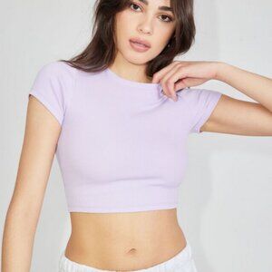 Garage Large Purple Cropped T-shirt Casual Stormi Tee in Pastel Lilac